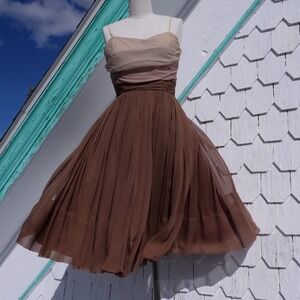 Vintage 1960s Miss Elliette ombre coca silk party dress